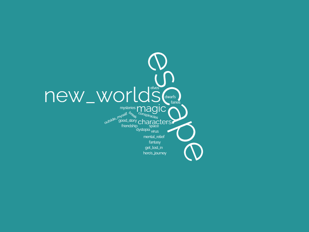 Biggest words: Escape, new worlds, magic, characters